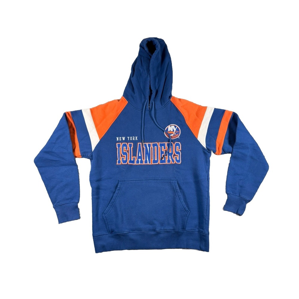 Starter New York Islanders Hoodie Mens Medium Royal/Orange Fleece Pullover Y2K